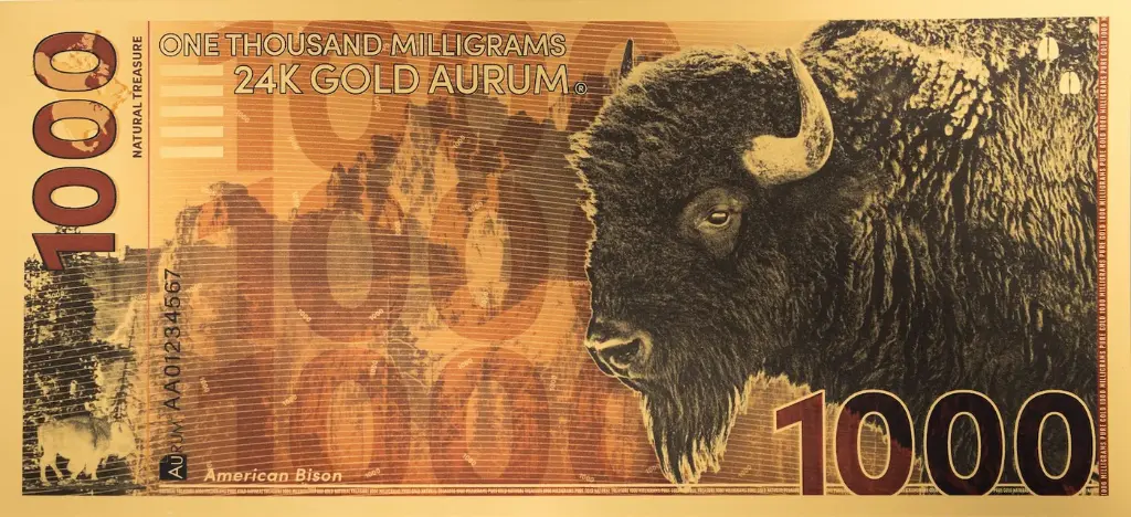 American Bison - 1000mg 24-karat Gold Note