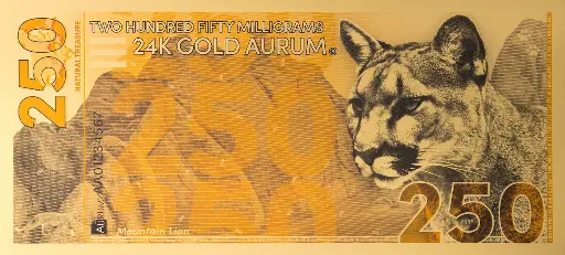 Mountain Lion - 250mg 24-karat Gold Note