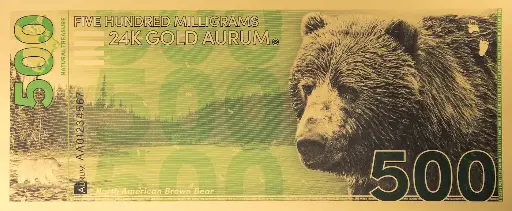 Brown Bear - 500mg 24-karat Gold Note